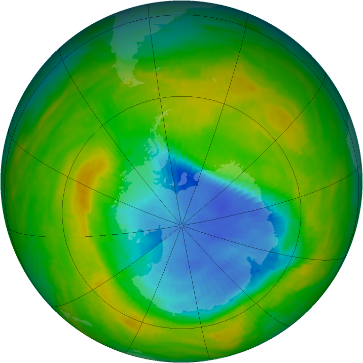 Antarctic ozone map for 21 November 1989